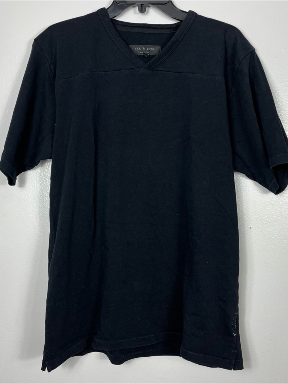 rag & bone Black V-Neck Short Sleeve Jersey cut shirt